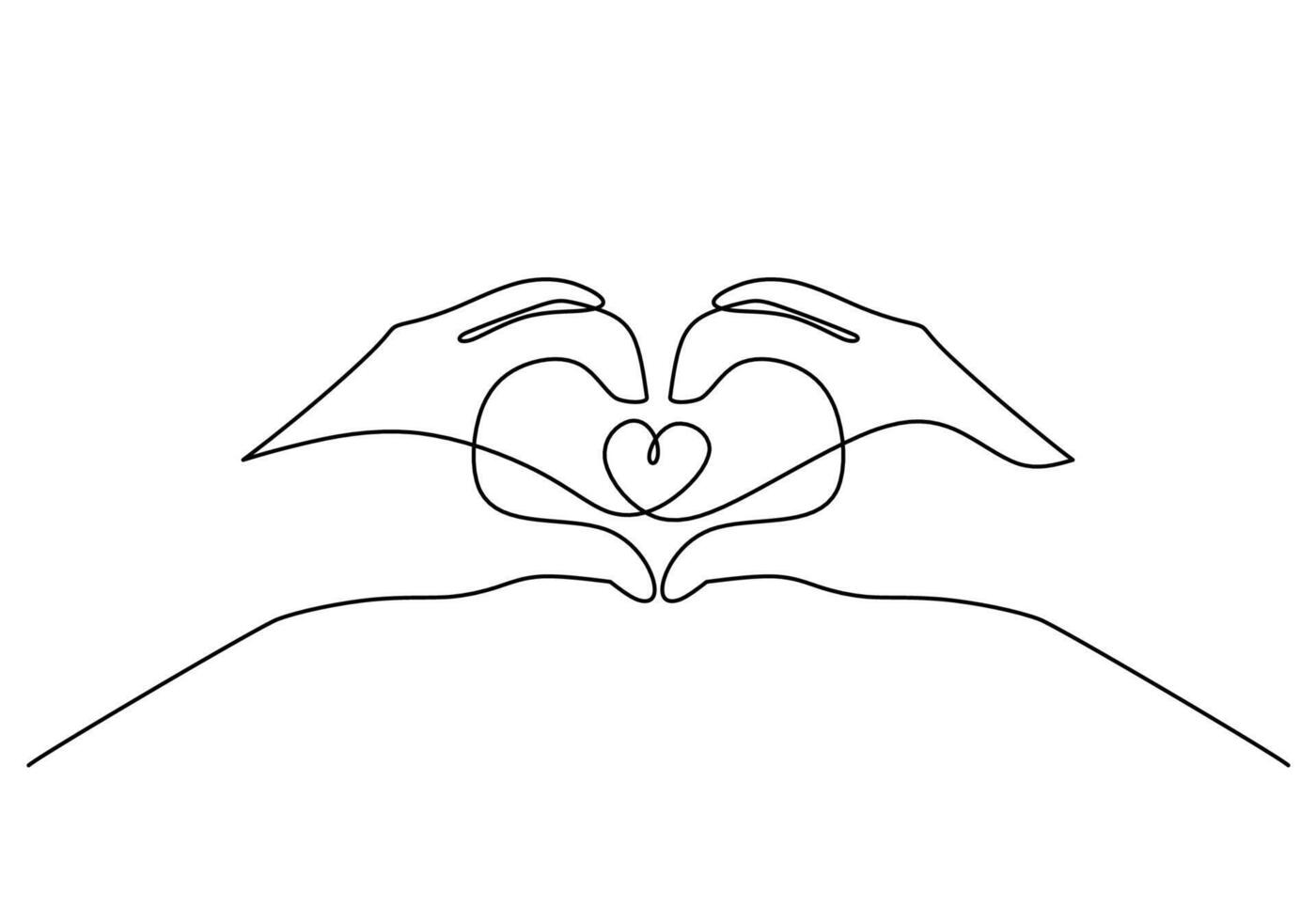 Heart Shape Hands One Line vector