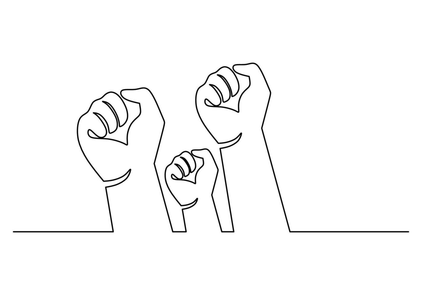 Fist Hands One Line Drawing vector