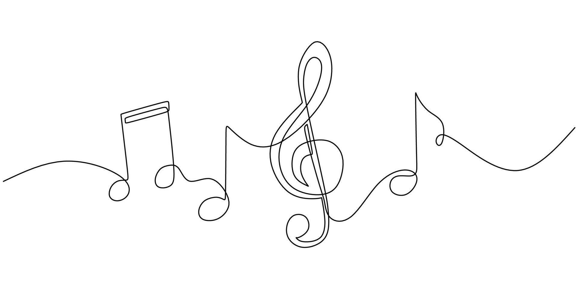 Continuous Line Music Note vector