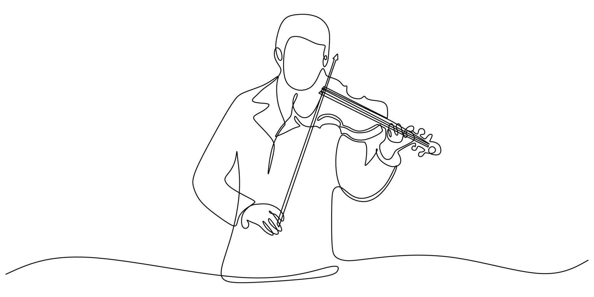 Man Violinist One Line Drawing vector