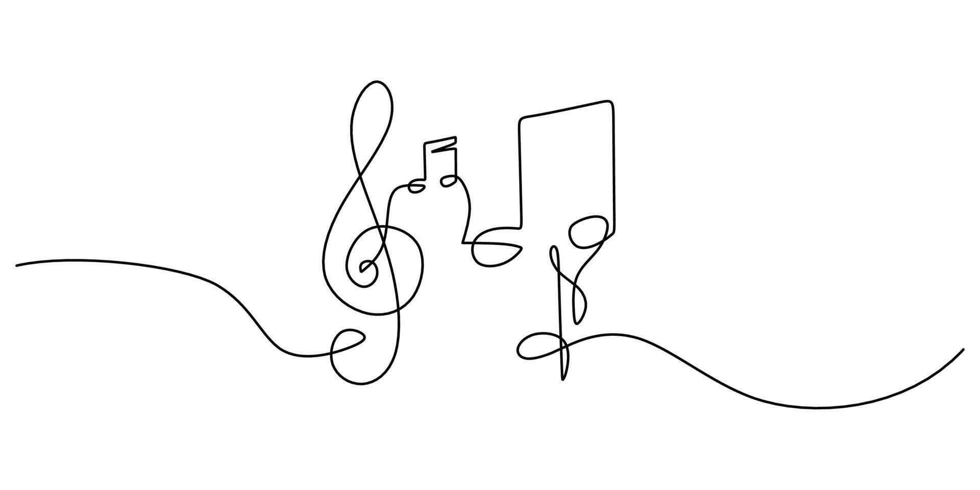 One line drawing abstract music note background. Line art hand drawn scribble hand drawn doodle. vector