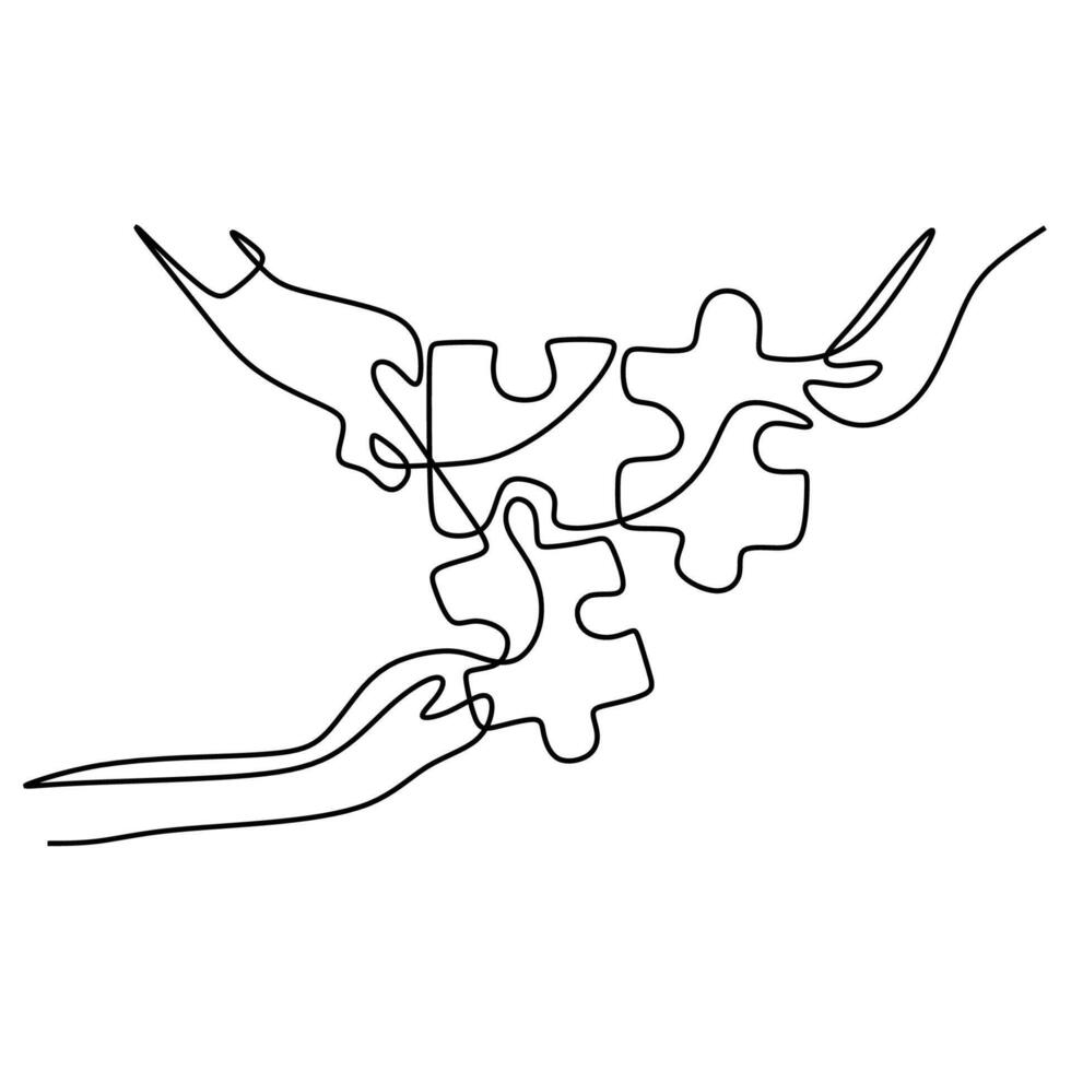 Solving Jigsaw Puzzle Hands vector