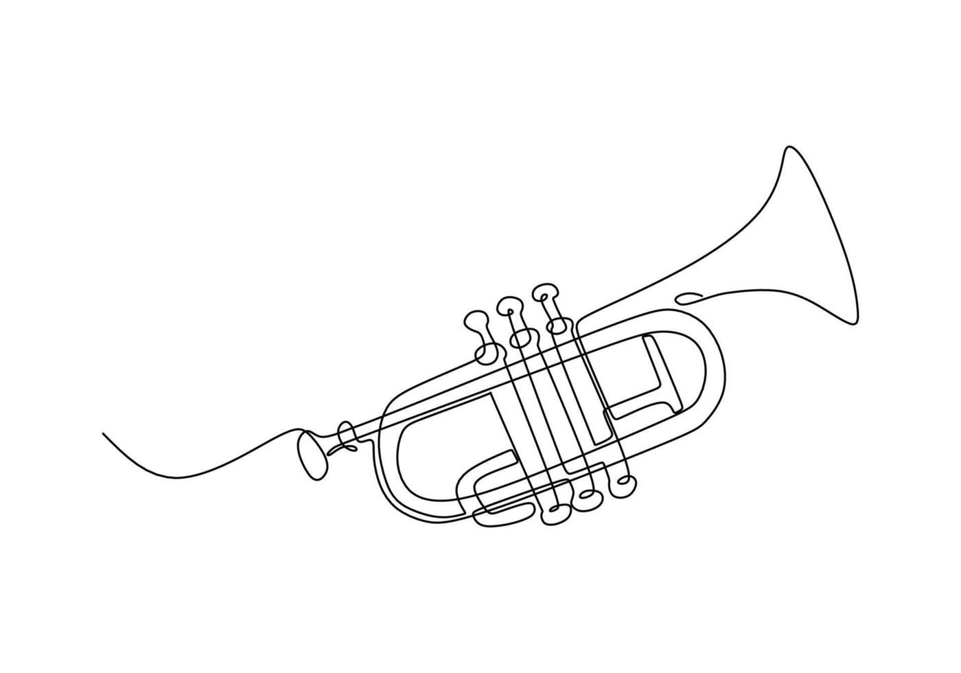 Trumpet Design One Line Draw vector