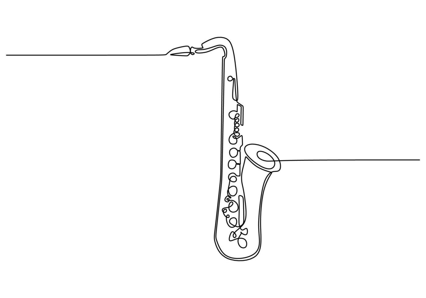 Saxophone One Line Drawing Art vector