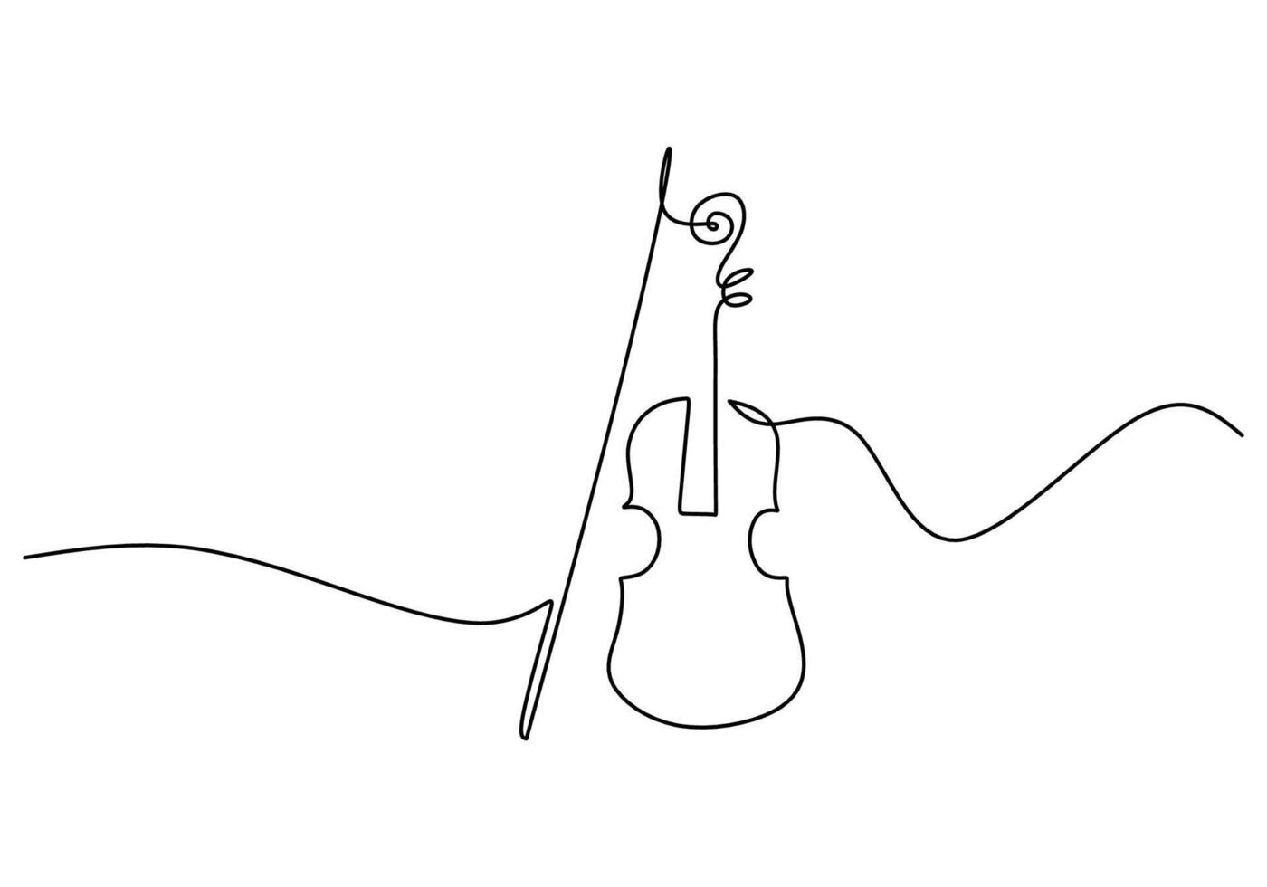 Violin One Line Art Drawing vector
