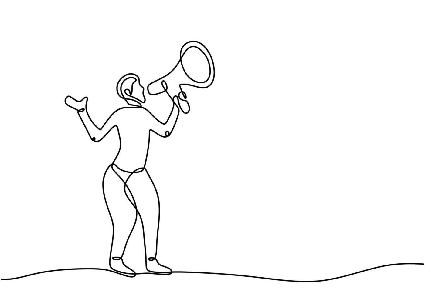 Man Holding Horn One Line vector