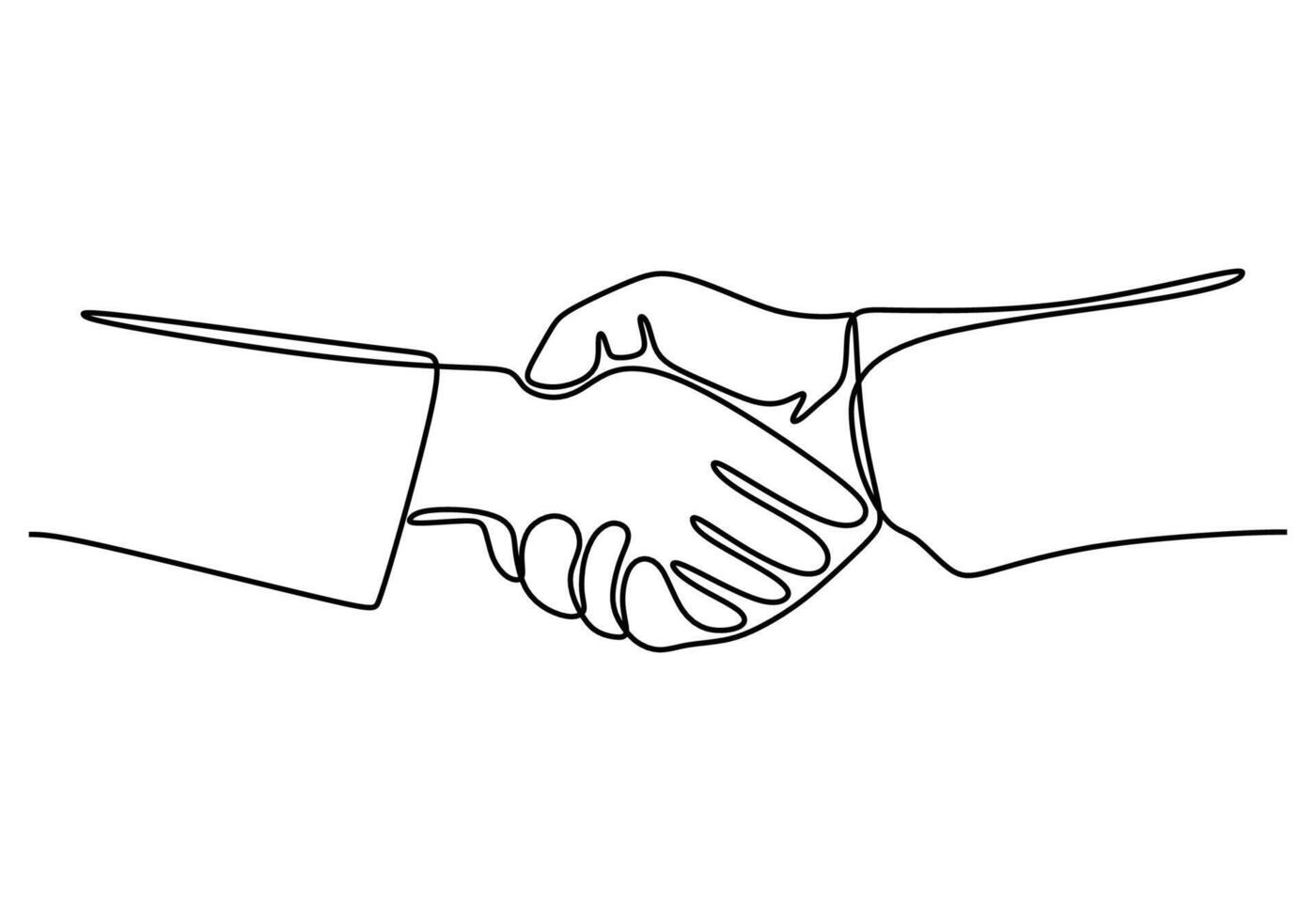 Handshake Single Line Draw vector