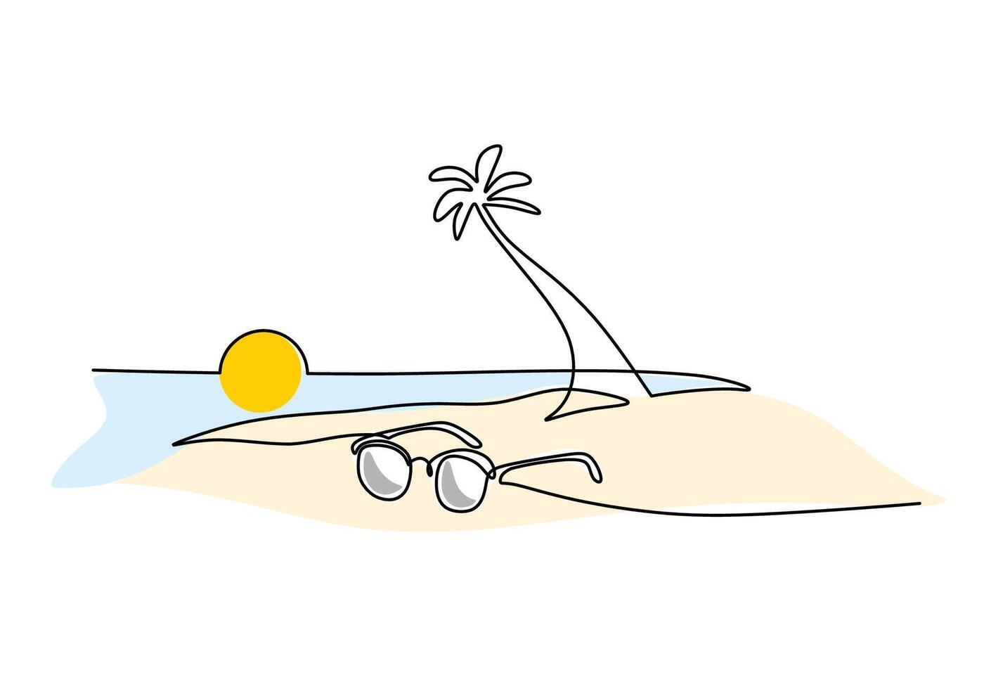 Beach View One Line Art vector