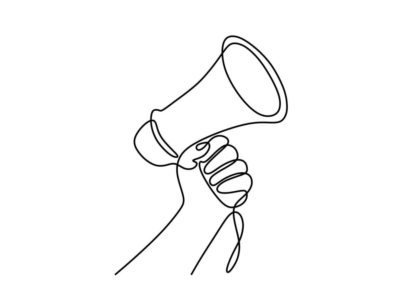 Megaphone One Line Art Drawing vector
