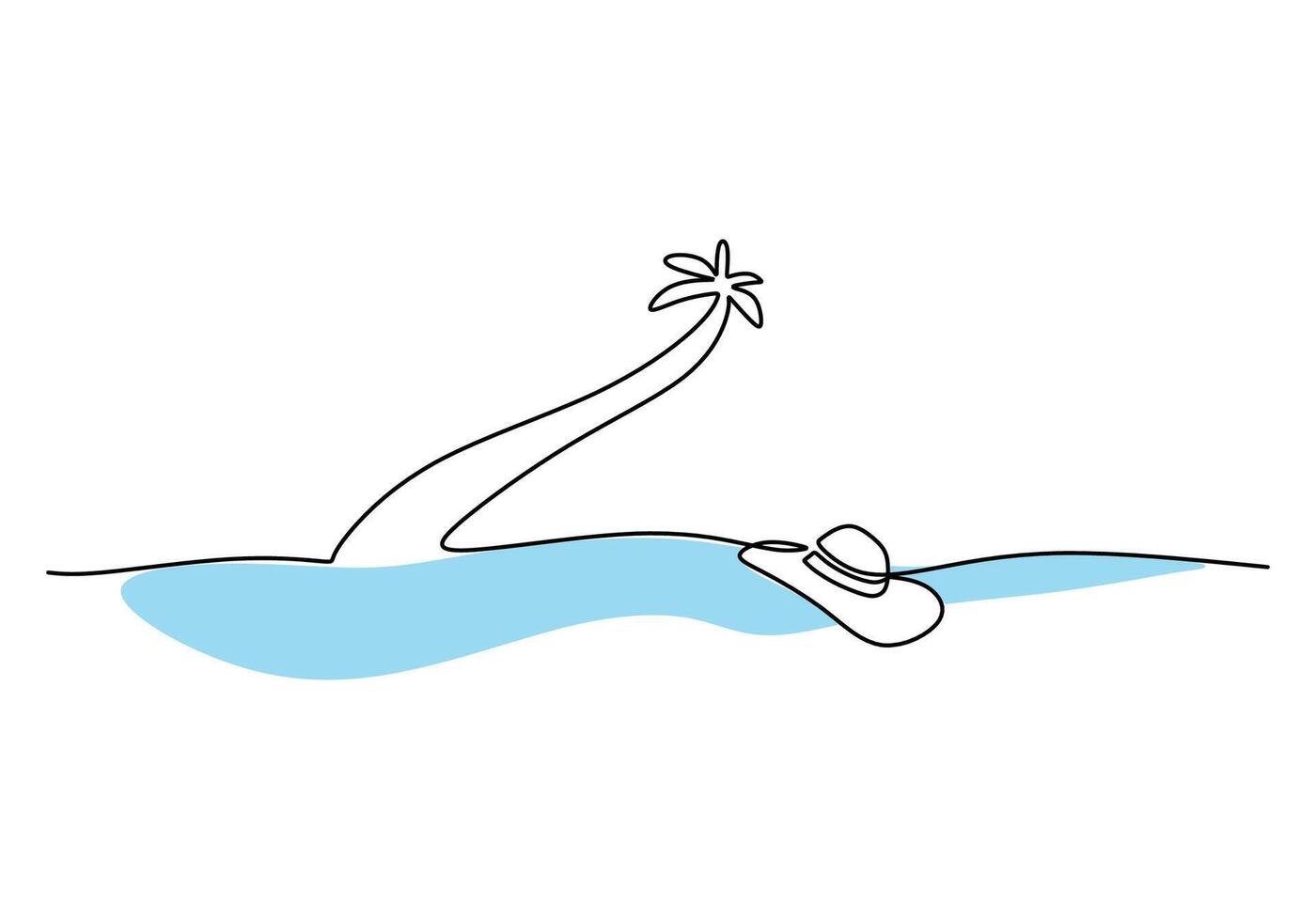 Continuous One Line Beach vector