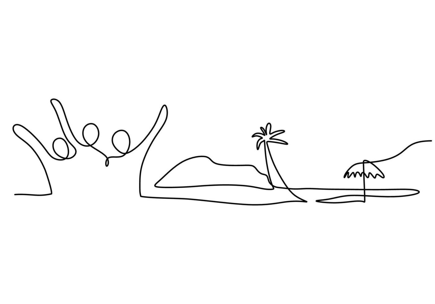 Abstract Family Beach View vector