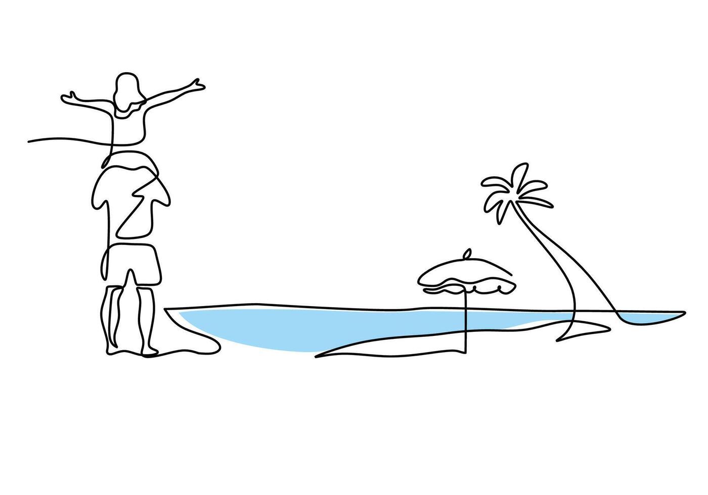 Father Daughter One Line vector