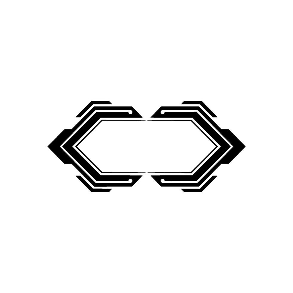 Geometric Tech Frame Futuristic Black on White, Minimalist vector