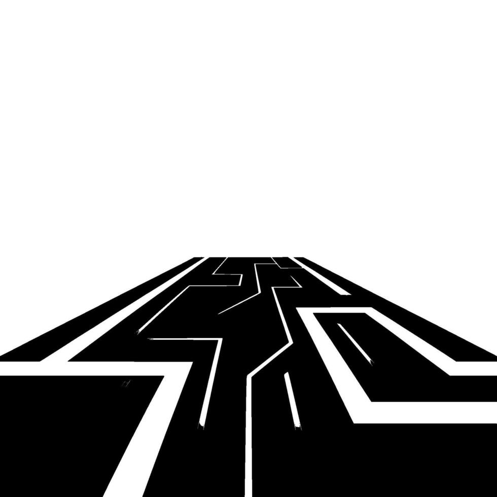 Abstract Circuit Path Perspective With Black and White Lines vector