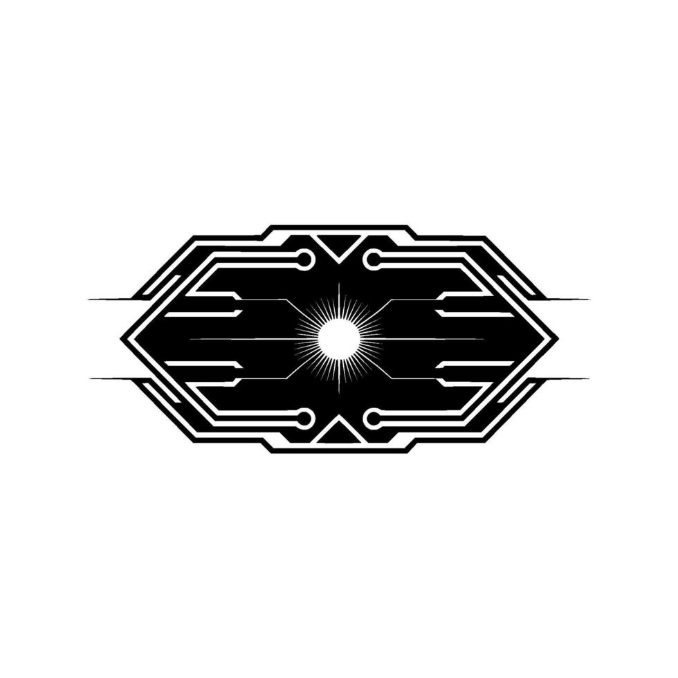 Tech Emblem Abstract Circuitry With Sunburst Futuristic vector