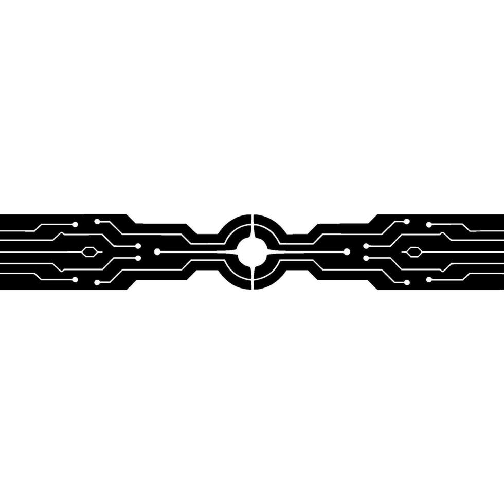 Futuristic Tech Circuitry With Glowing Central Hub. Abstract . vector