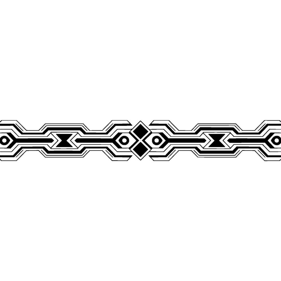Geometric Border Black White Abstract Ornament on White Background vector