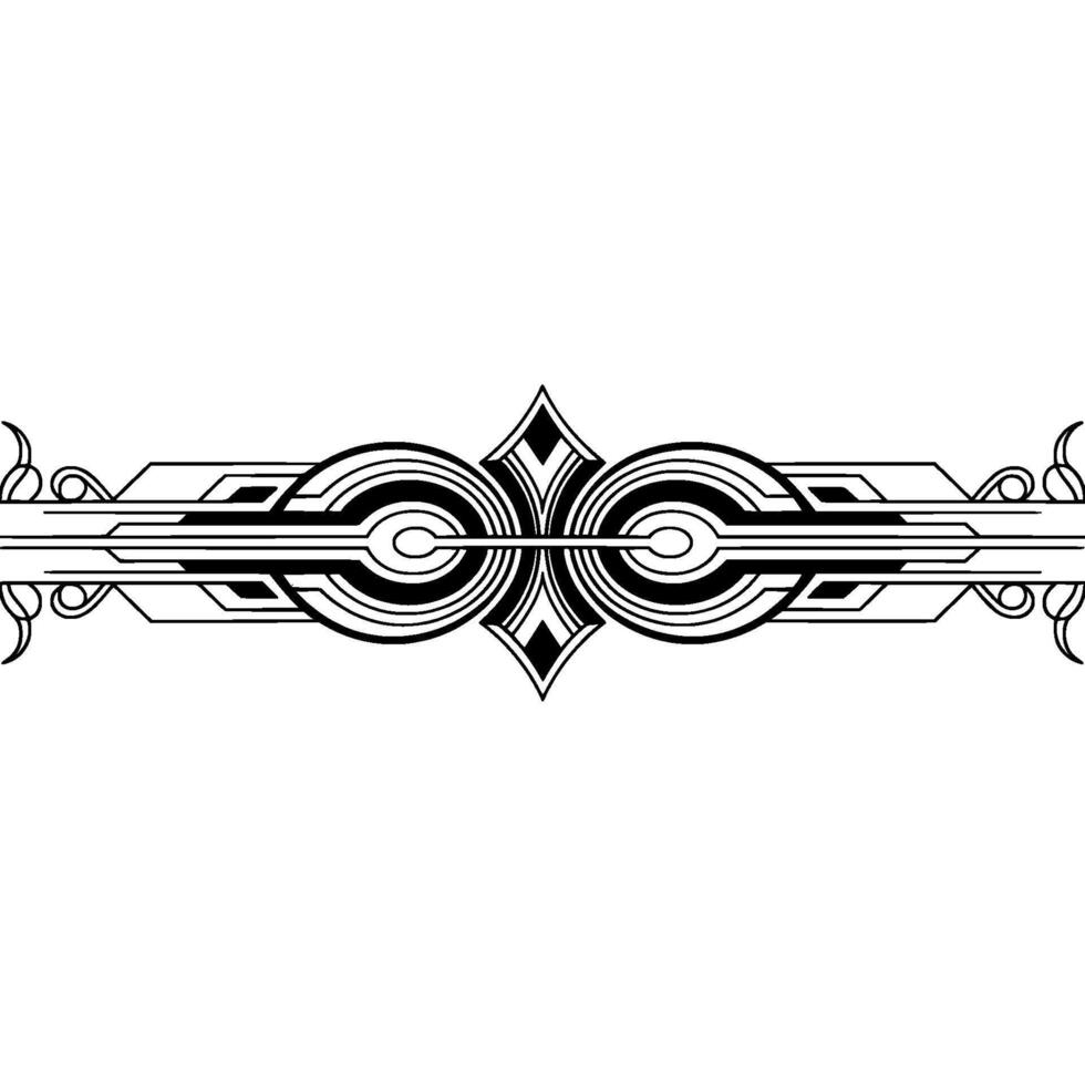 Art Deco Border , Silver and Black Geometric Ornament vector