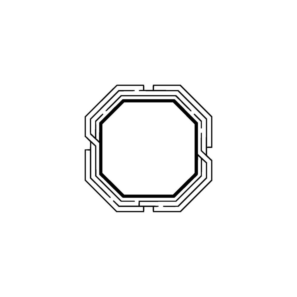 Minimalist Octagon Frame , Black Lines on White vector
