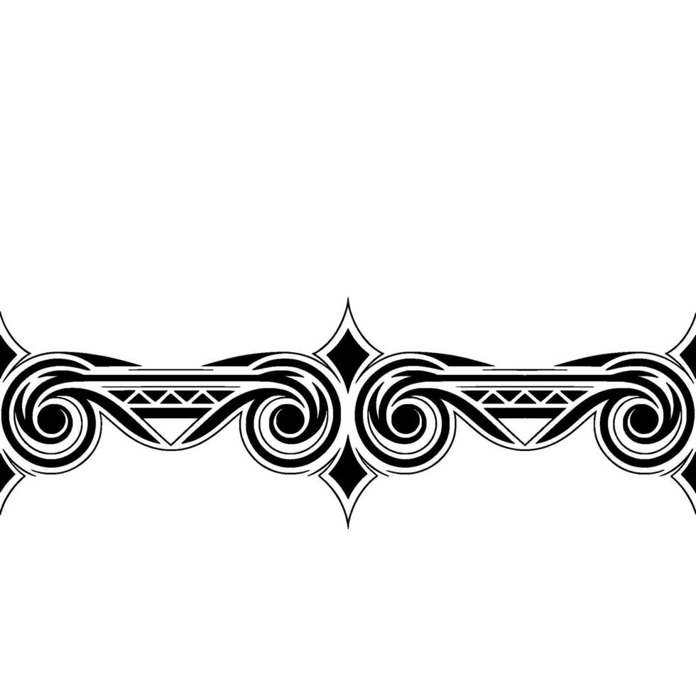 Black White Ornamental Border , Abstract Swirls Triangles vector
