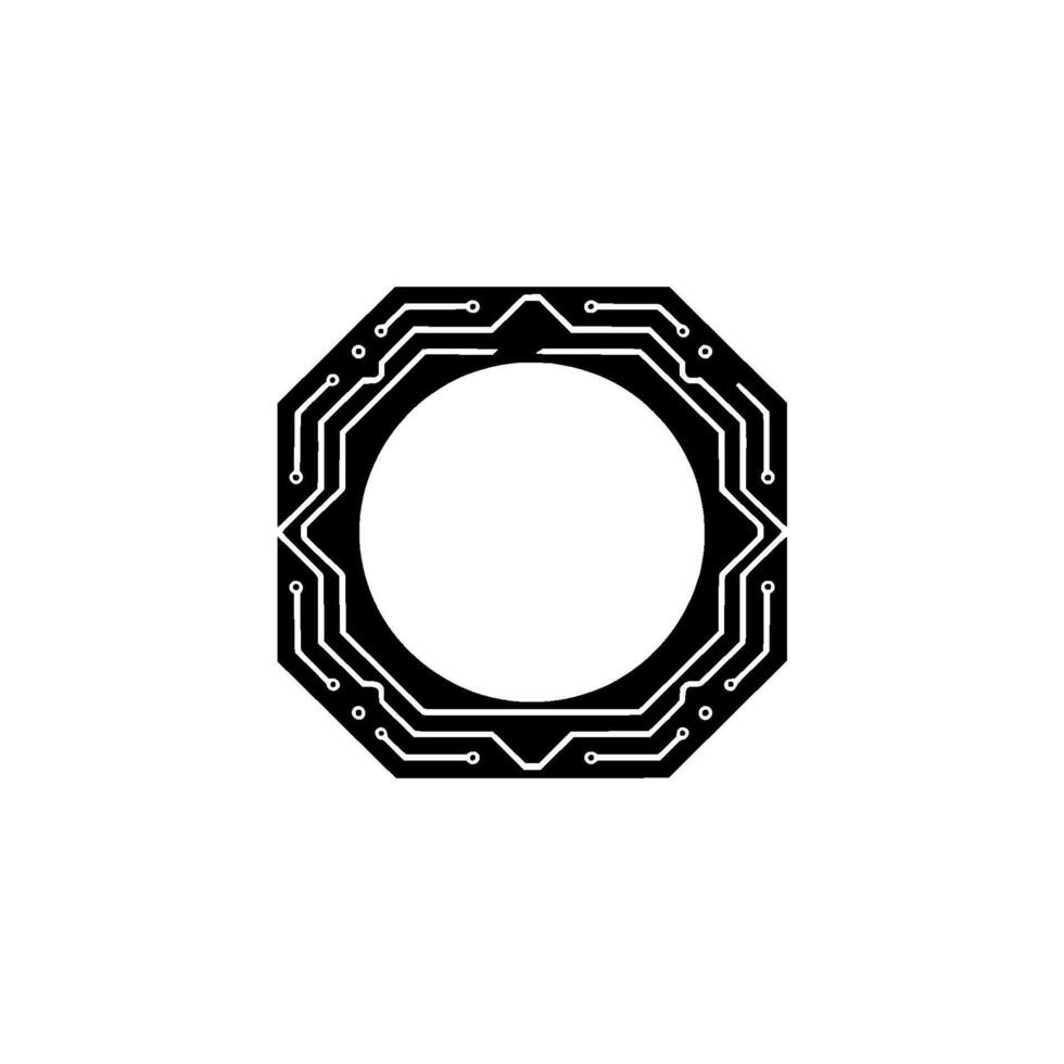 Abstract Circuit Board Octagon , Minimalist Tech , Isolated vector