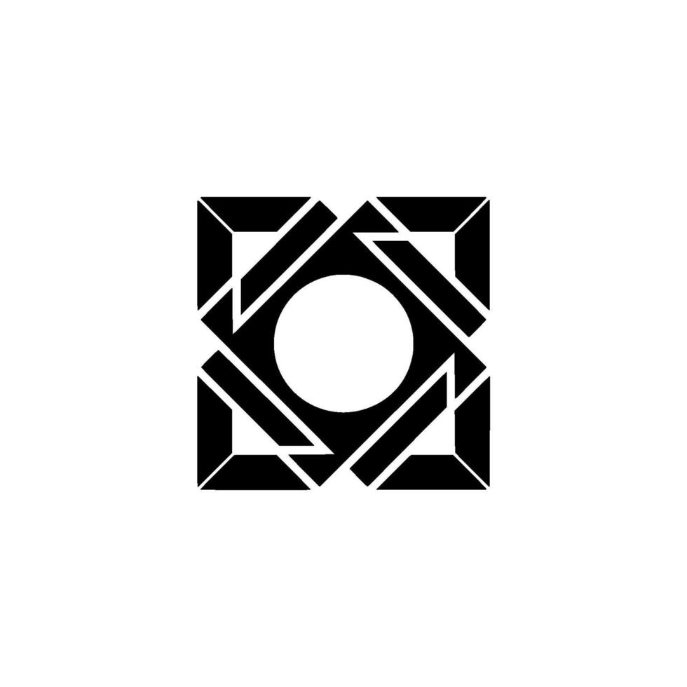 Geometric Abstract Black and White Square With Circle vector