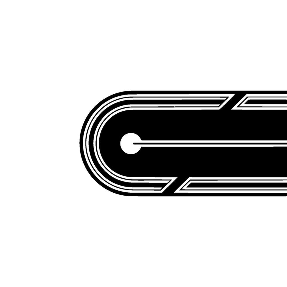 Retro Element Black and White Oval Shape With Lines. vector