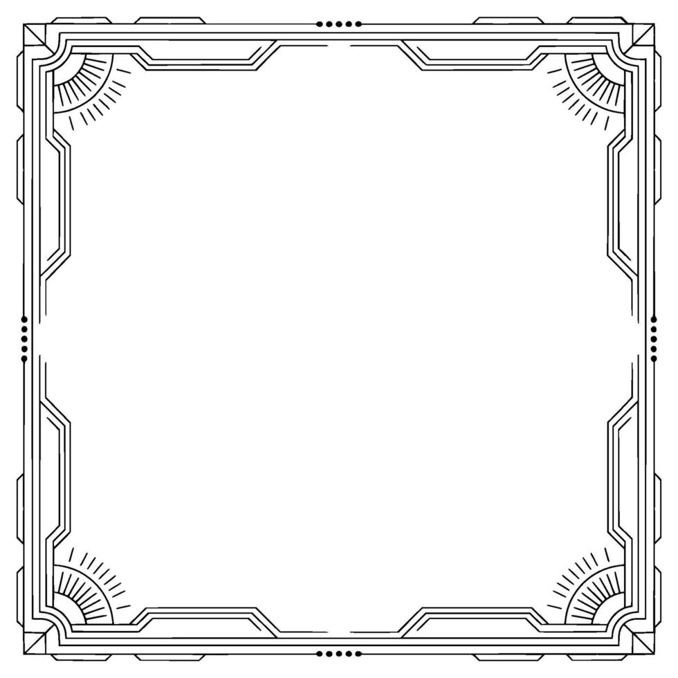 Art Deco Style Frame With Empty Center, Geometric vector