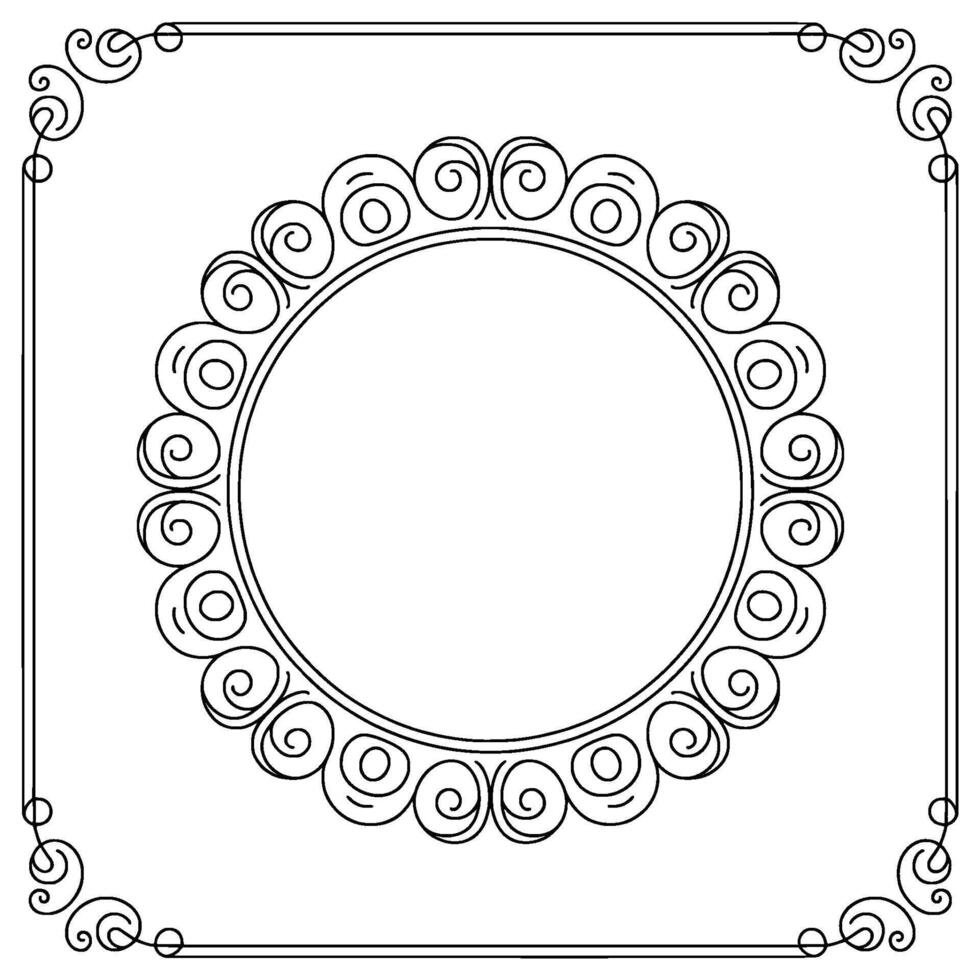 Elegant Black and White Frame With Swirl Ornaments vector
