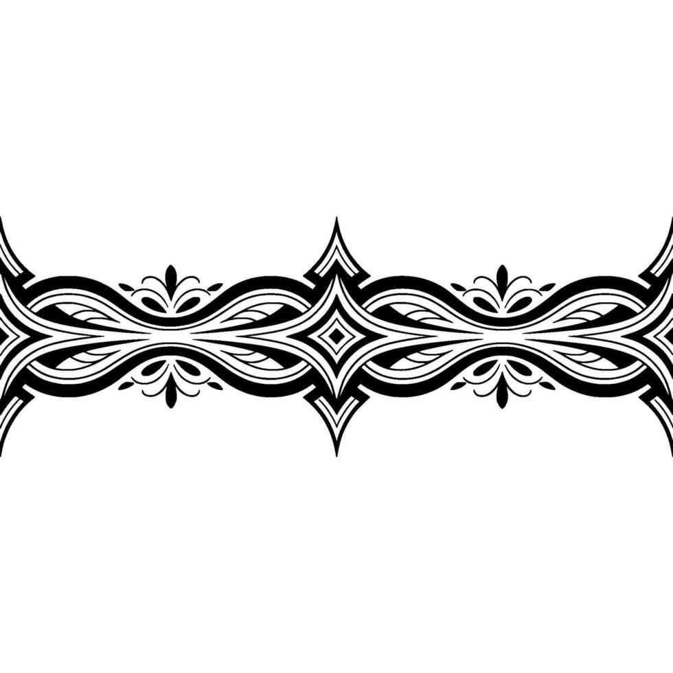 Elegant Black White Ornamental Border , Seamless Repeat Pattern vector