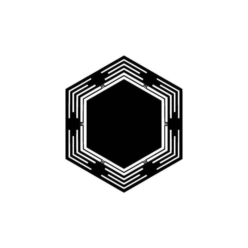 Geometric Hexagon Minimalist Abstract , Modern Black White vector