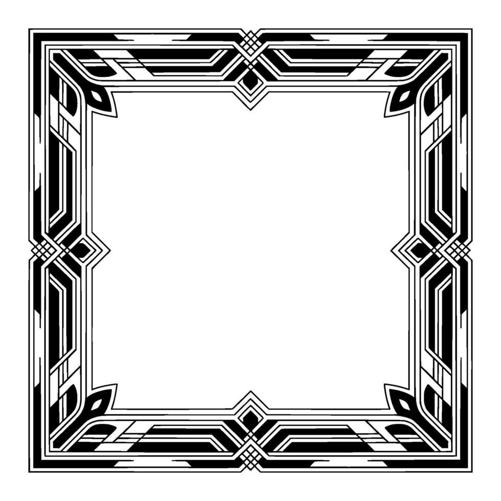 Art Deco Frame Elegant Geometric Border With White Background vector