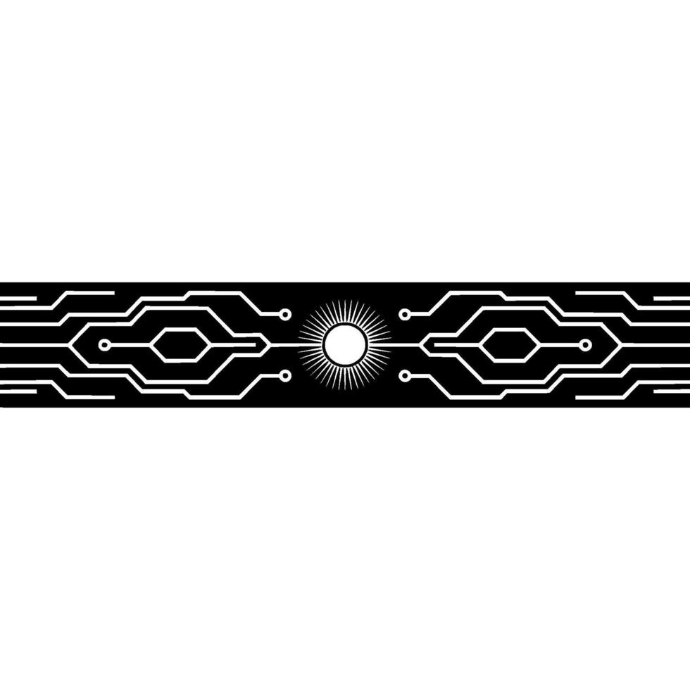 Electronic Circuit With Sun Minimalist Technology Banner vector