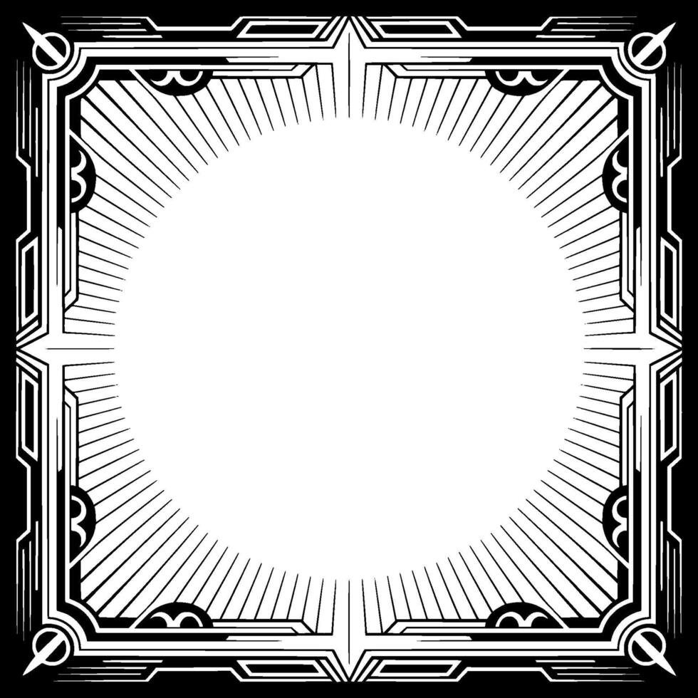 Art Deco Frame , Black and White, Geometric, Blank Center vector