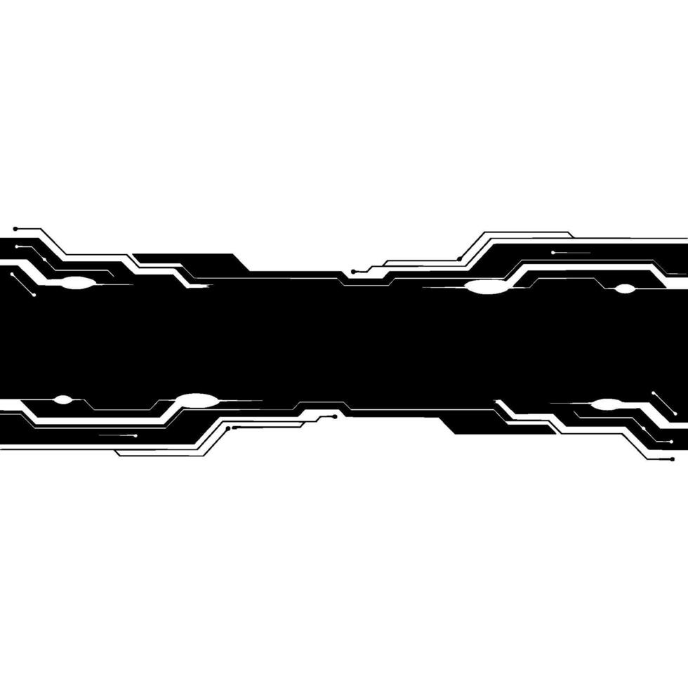 Tech Abstract Banner Black Bar, Lines, Glow Elements, White Background vector