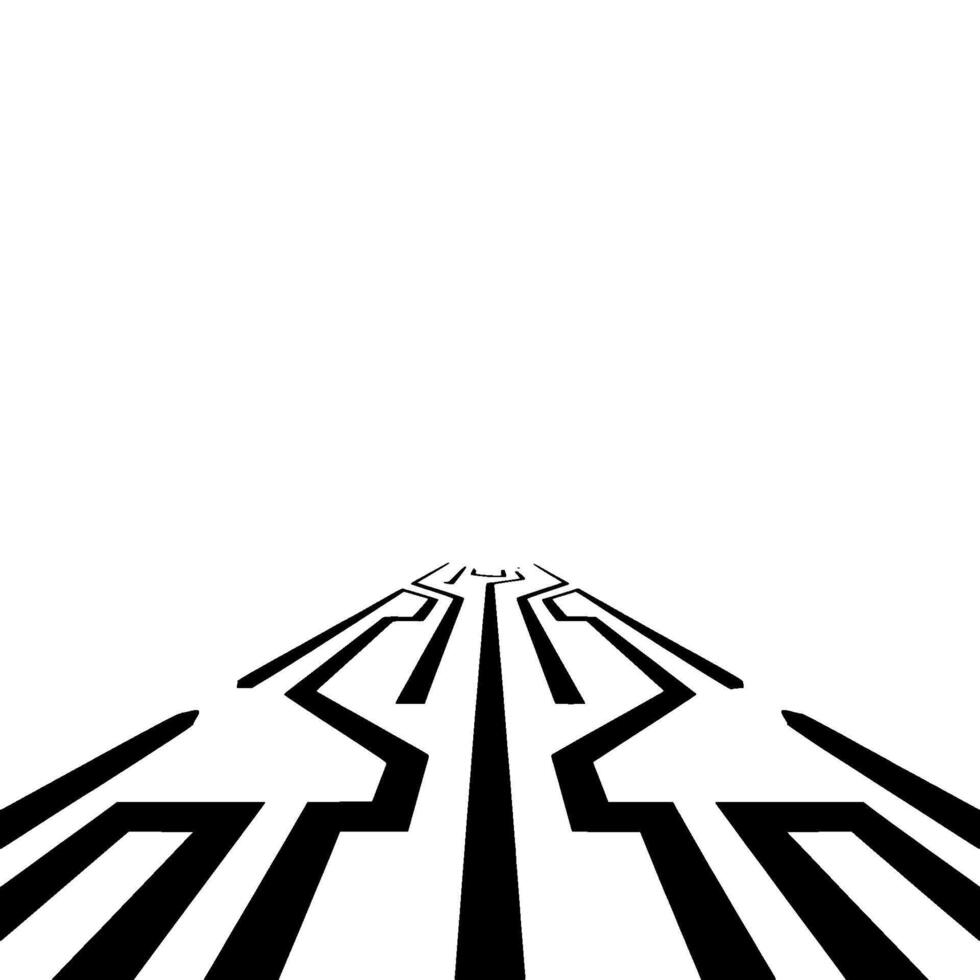 Abstract Circuit Board Path Minimalist Black and White vector