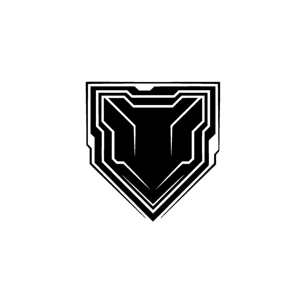 Futuristic Cyberpunk Tech Shield on White vector