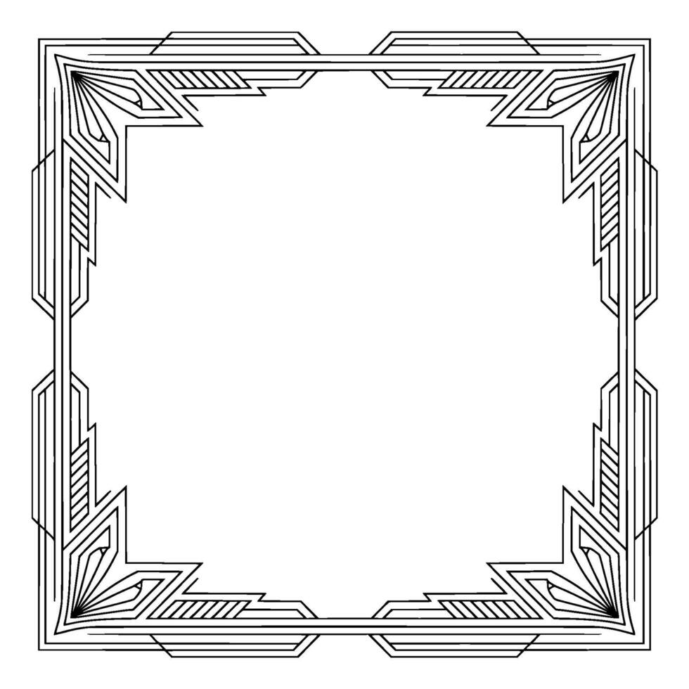Art Deco Frame, Geometric Border, Monochromatic vector