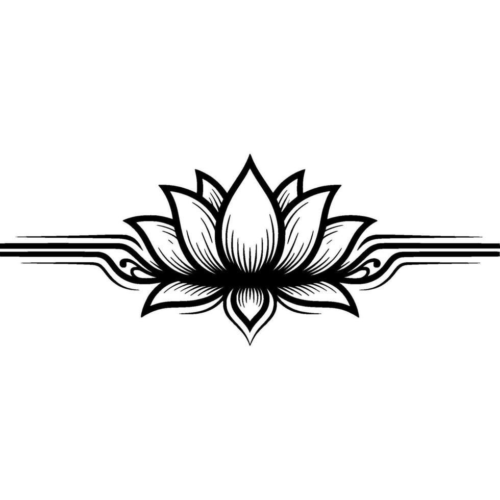Elegant Lotus Flower Minimalist Black White vector