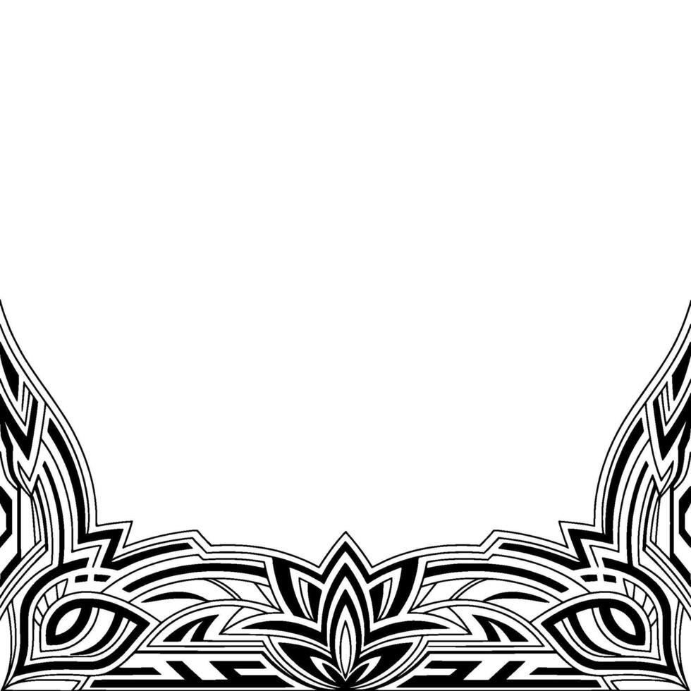 Geometric Floral Border in Black and White for Elements vector