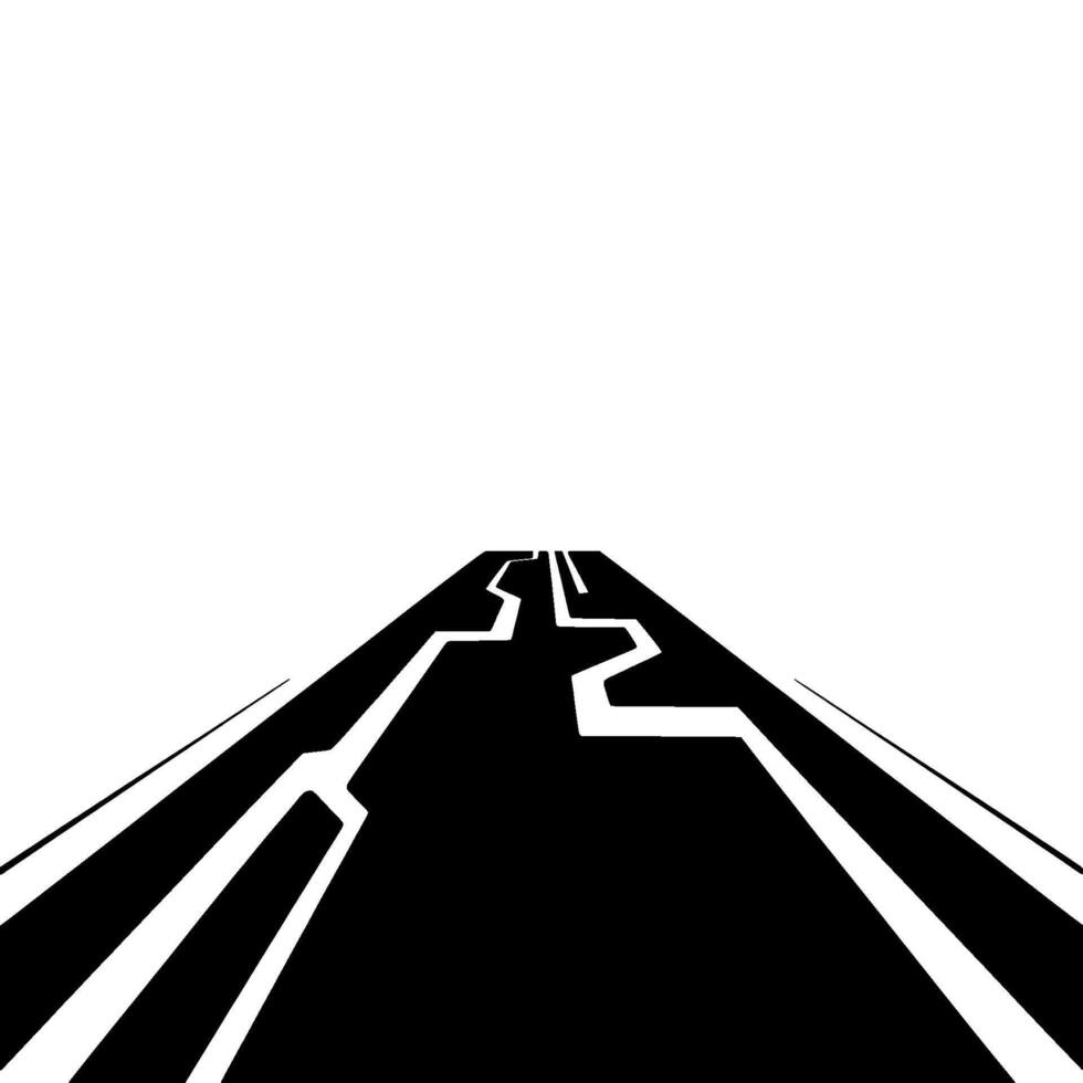 Abstract Black Road Perspective on White Background vector