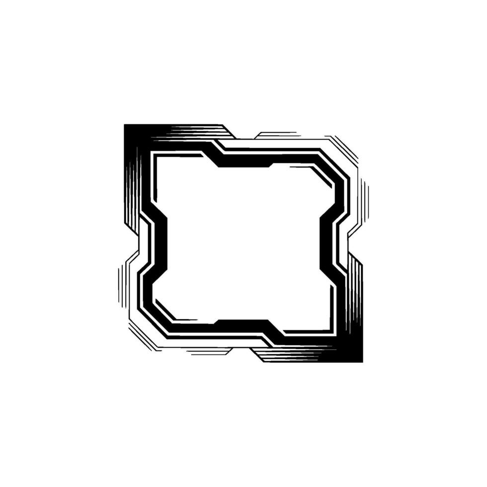Futuristic Tech Frame on White, Minimalist Abstract vector