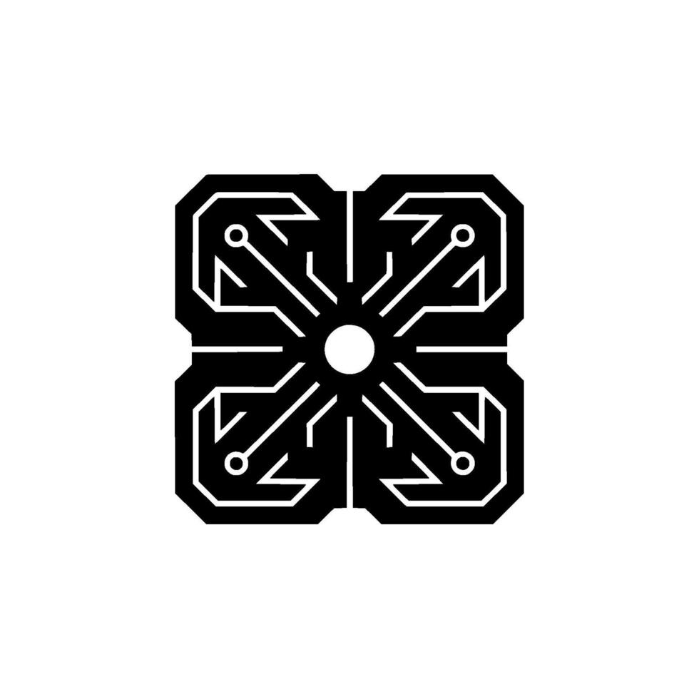 Abstract Circuit Board , Geometric Black White vector
