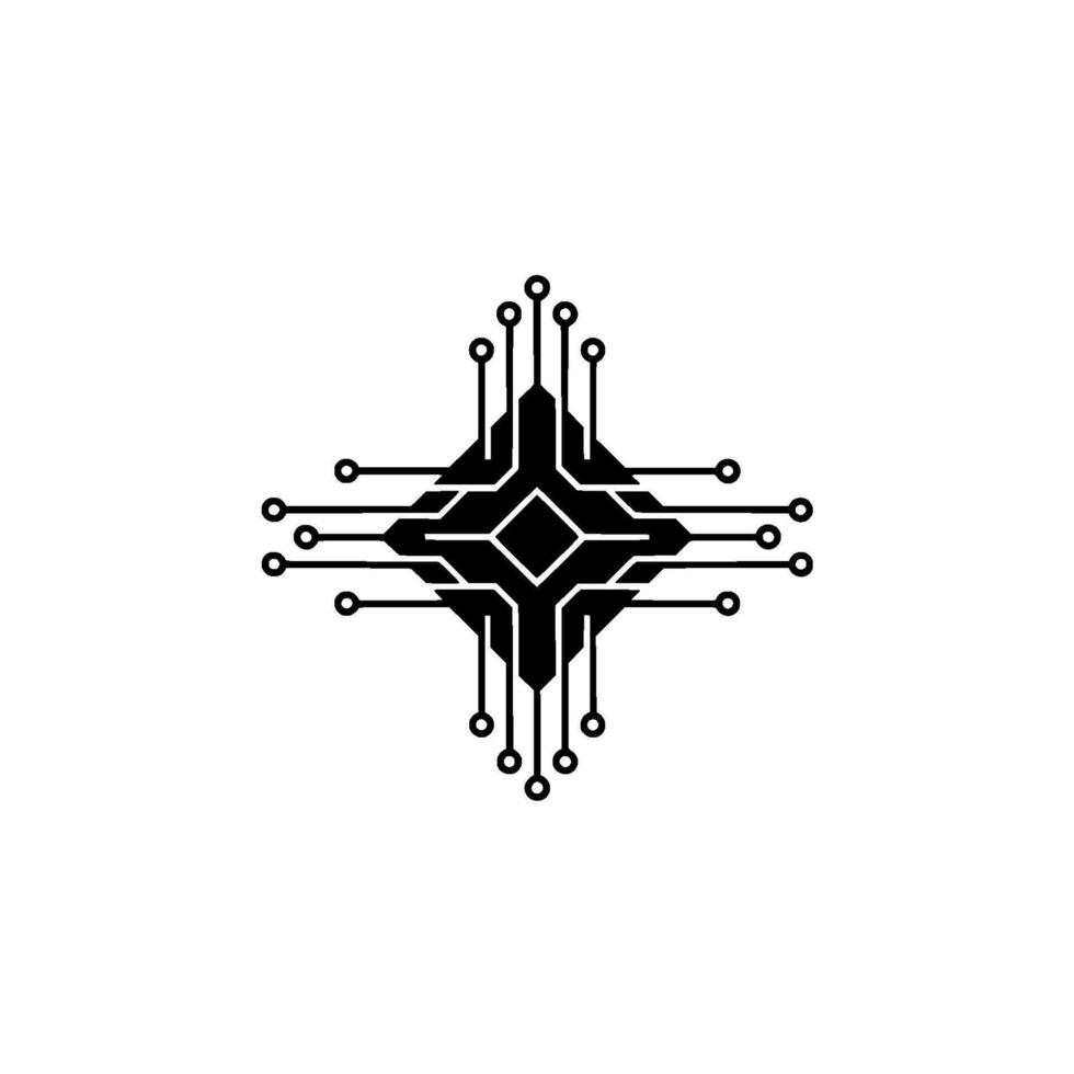 Abstract Electronic Circuitry Diagram in Black and White vector