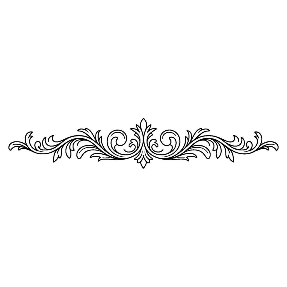 Elegant Floral Scroll Divider, on White Background vector