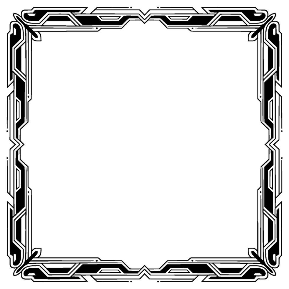 Art Deco Square Frame With Rays, Monochromatic vector