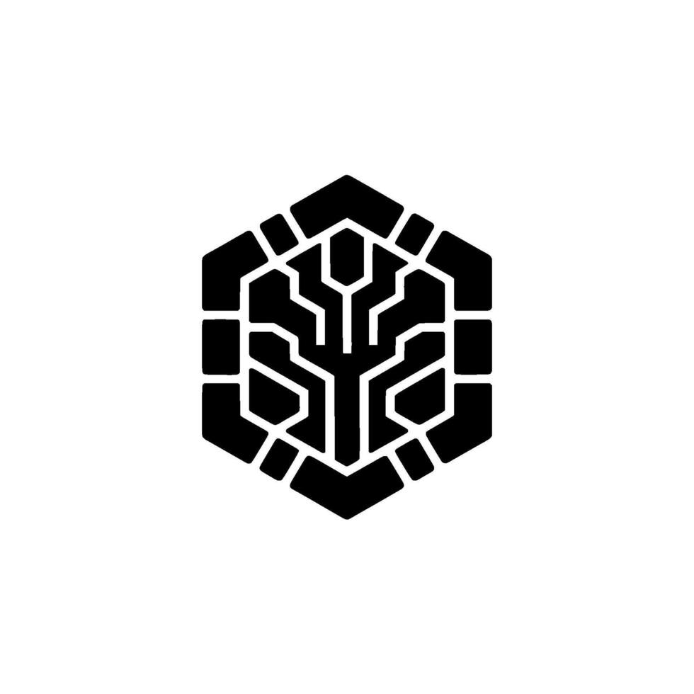 Geometric Tree Black White Tech vector