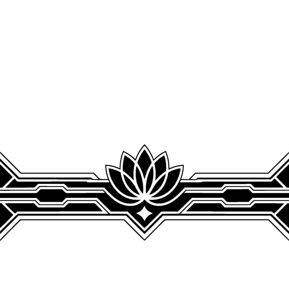 Modern Geometric Lotus in Black and White vector