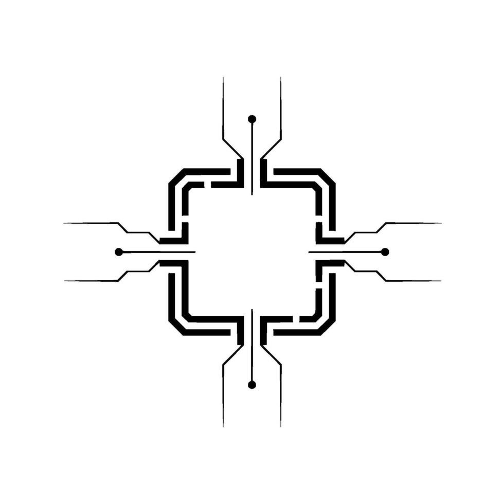 Futuristic Circuit Diagram Black White Minimalist Technology vector