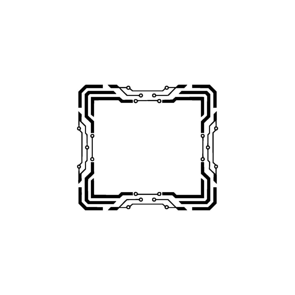 Tech Circuit Board Frame Futuristic Border on White Background vector